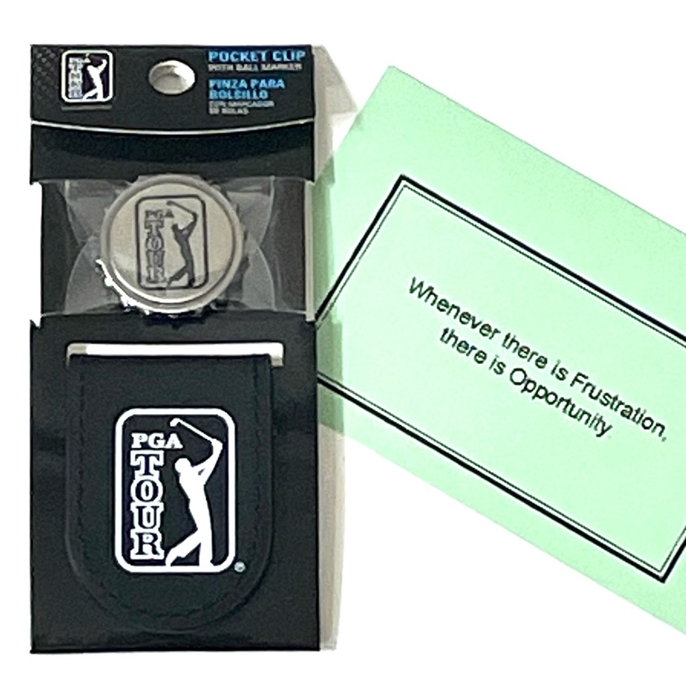 PGA Tour Golf Metallic Pocket Clip Unisex With Ball Marker Caviar Black New